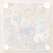 猫カラフルコラージュ ガラスコースター (裏面)