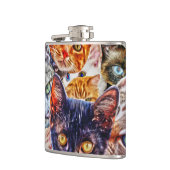 猫カラフルコラージュ フラスク (左)