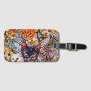 猫カラフルコラージュ ラゲッジタグ