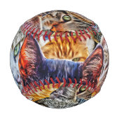 猫カラフルコラージュ 野球ボール (裏面)