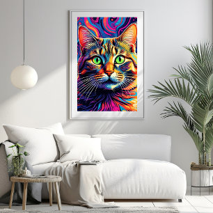 猫カラフルサイケデリックアートのポスター ポスター