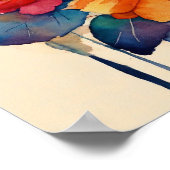 猫カラフルシルエット水彩画ポスター ポスター (角)