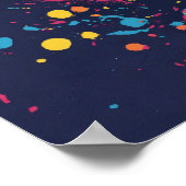 猫カラフルシルエット水彩画ポスター ポスター (角)