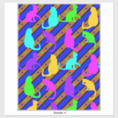 猫カラフルストライプ水玉模様芸ポップ・アートの術 シール (シート)