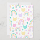 猫カラフルタステックなポーティかわいい子ネコ誕生日 招待状 (裏面)