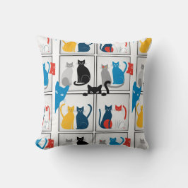 猫カラフルパッチワーク枕 クッション