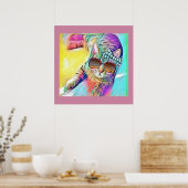 猫カラフルポスター ポスター (キッチン)