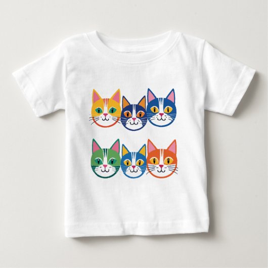 猫カラフル仲間 ベビーTシャツ (正面)