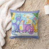 猫カラフル友達の猫装飾用クッション クッション (ブランケット)