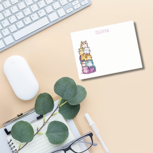 猫カラフル可愛い水の色のおもしろい事務所 ポストイット