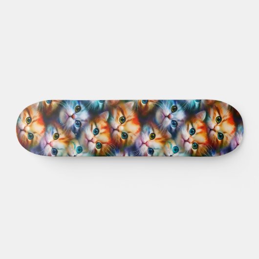 猫カラフル可愛い猫イラストレーション猫好き スケートボード (横)