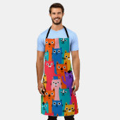 猫カラフル型 エプロン (着用した状態)