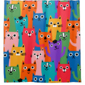 猫カラフル型 シャワーカーテン (正面)