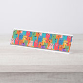 猫カラフル型 デスクネームプレート (正面)