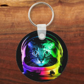 猫カラフル宇宙飛行士 キーホルダー (正面)