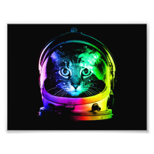 猫カラフル宇宙飛行士 フォトプリント