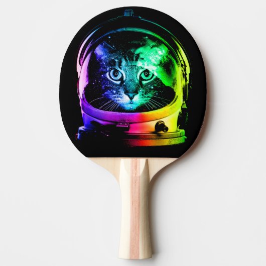 猫カラフル宇宙飛行士 卓球ラケット (正面)
