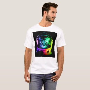 猫カラフル宇宙飛行士 Tシャツ