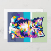 猫カラフル怒ペットの飼い主  シーズンポストカード (正面/裏面)
