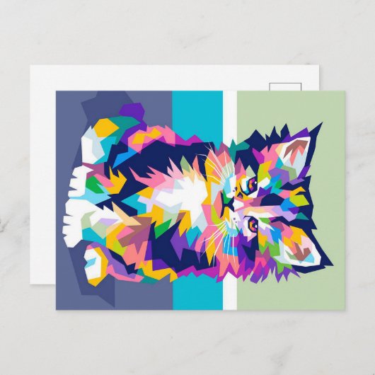 猫カラフル怒ペットの飼い主 シーズンポストカード (正面/裏面)