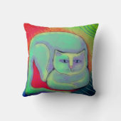 猫カラフル抽象芸術アート クッション (裏面)