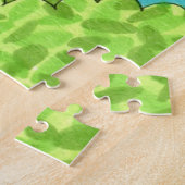 猫カラフル木ストライプのかわいいおもしろい漫画スケッチ ジグソーパズル (側面)