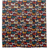 猫カラフル柄シャワーカーテン シャワーカーテン (正面)