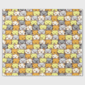 猫カラフル柄 ラッピングペーパー (フラット)