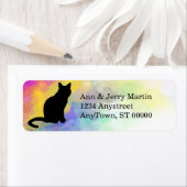 猫カラフル水色絵を描デザイン住所 シール (インサイチュ)