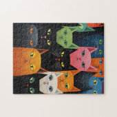 猫カラフル猫アートジグソーパズル ジグソーパズル (横)