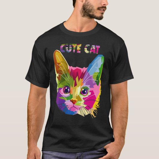 猫カラフル猫パパ猫ママ用子猫4 Tシャツ (正面)