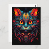 猫カラフル猫動物サイケデリック部芸 ポストカード (正面/裏面)