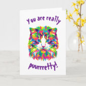 猫カラフル美術猫写真猫アート カード (黄色い花)