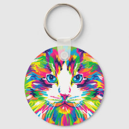 猫カラフル美術猫写真猫アート キーホルダー