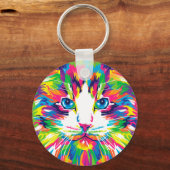 猫カラフル美術猫写真猫アート キーホルダー (正面)
