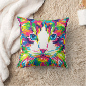 猫カラフル美術猫写真猫アート クッション (ブランケット)