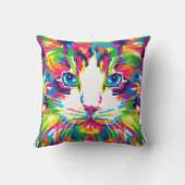猫カラフル美術猫写真猫アート クッション (裏面)