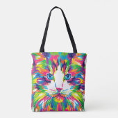 猫カラフル美術猫写真猫アート トートバッグ (裏面)