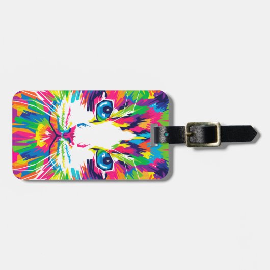 猫カラフル美術猫写真猫アート ラゲッジタグ (正面横)