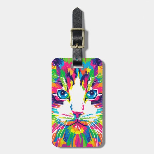 猫カラフル美術猫写真猫アート ラゲッジタグ (正面縦)