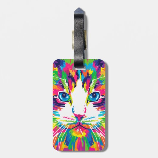 猫カラフル美術猫写真猫アート ラゲッジタグ (裏面縦)