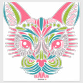 猫カラフル色動物 シール (シート)