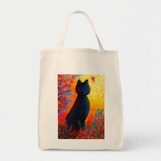 猫カラフル花 トートバッグ (正面)