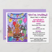 猫カラフル誕生会 招待状 (正面/裏面)