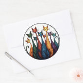 猫カラフル9お洒落匹 ラウンドシール (封筒)