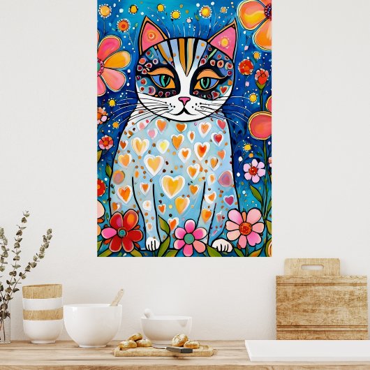 猫カラフル。 ポスター (キッチン)