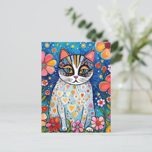 猫カラフル。 ポストカード (スタンド正面)