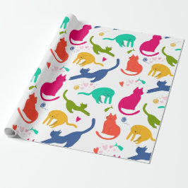 猫カラフル ラッピングペーパー