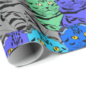 猫カラフル ラッピングペーパー (ロールコーナー)