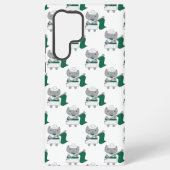 猫カラーガード緑と白のパターン SAMSUNG GALAXYケース (裏面)